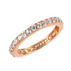 Sterling Silver Rose Gold Plated Clear Czs Stackable Eternity Band Ring with Band Width of 2.3MM