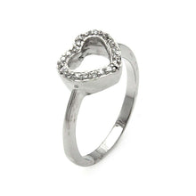 Load image into Gallery viewer, Sterling Silver Trendy Open Heart Design Embedded with Clear Czs RingAnd Ring Width of 10MM