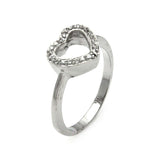 Sterling Silver Trendy Open Heart Design Embedded with Clear Czs RingAnd Ring Width of 10MM