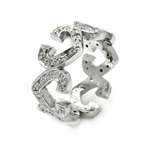 Load image into Gallery viewer, Sterling Silver Eternity Heart Design Inlaid with Clear Czs RingAnd Ring Width of 10MM