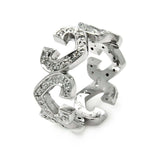 Sterling Silver Eternity Heart Design Inlaid with Clear Czs RingAnd Ring Width of 10MM