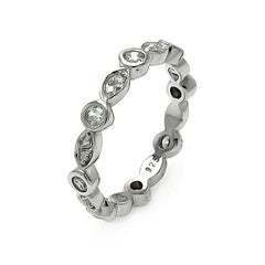 Sterling Silver Rhodium Plated Stackable Eternity Ring With CZ StonesAnd Width 4mmAnd Thickness 2mmAnd Dimensions 1mm