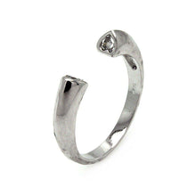 Load image into Gallery viewer, Sterling Silver Fancy Open Band Ring with Clear Cz Heart on Both EndsAnd Ring Width of 4MM