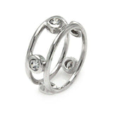 Sterling Silver Fancy Band Ring Set with Multi Round Cut Clear Czs on Bezel SettingAnd Band Width of 8MM