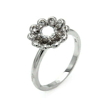 Load image into Gallery viewer, Sterling Silver Trendy Flower Design Inlaid with Clear Czs RingAnd Ring Width of 12MM