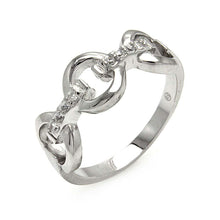 Load image into Gallery viewer, Sterling Silver Fancy Open Link Design Inlaid with Clear Czs RingAnd Ring Width of 8.6MM