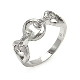 Sterling Silver Fancy Open Link Design Inlaid with Clear Czs RingAnd Ring Width of 8.6MM