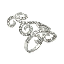 Load image into Gallery viewer, Sterling Silver Fancy Filigree Design Inlaid with Clear Czs RingAnd Ring Width of 38MM