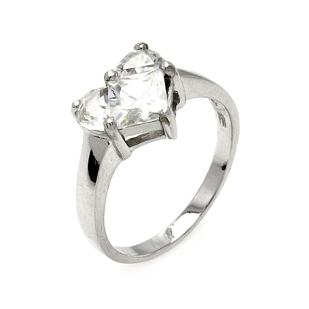 Sterling Silver Trendy Solitaire Heart Cut Clear Cz Ring with Ring Width of 9.7MM