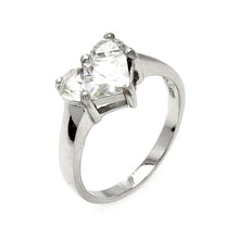 Load image into Gallery viewer, Sterling Silver Trendy Solitaire Heart Cut Clear Cz Ring with Ring Width of 9.7MM