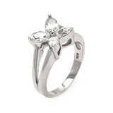 Sterling Silver Trendy Solitaire Butterfly Clear Cz Split Shank Ring with Ring Width of 9.5MM