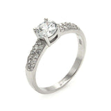 Sterling Silver Classy Solitaire Round Cut Clear Cz with Ring Width of 5.9MM