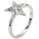 Sterling Silver Modish Paved Star Design Ring with Ring Width of 12MM