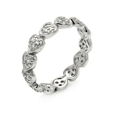 Sterling Silver Nickel Free Rhodium Plated Heart Shaped Stackable Eternity RingAnd Width 5mmAnd Dimensions 1mm