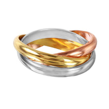 Load image into Gallery viewer, Sterling Silver Tri-Color Three High Polished Movable Band Ring with Band Width of 3MM