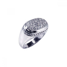 Load image into Gallery viewer, Sterling Silver Modish Micro Paved Oval Shaped with Rope Edge Design Ring
