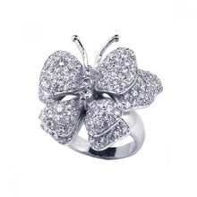 Load image into Gallery viewer, Sterling Silver Classy Butterfly Design Covered with Micro Paved Clear Czs Ring