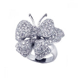 Sterling Silver Classy Butterfly Design Covered with Micro Paved Clear Czs Ring