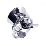 Sterling Silver Fancy Design Ring with Clear Cz Wrap Inlaid