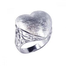 Load image into Gallery viewer, Sterling Silver Filigree Band Ring with Sand Blast Heart Design