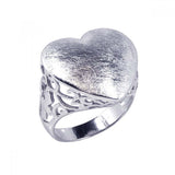 Sterling Silver Filigree Band Ring with Sand Blast Heart Design