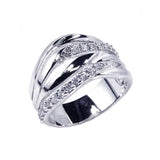 Sterling Silver Nickel Free Rhodium Plated Alternating CZ RingAnd Width 2mmAnd Dimensions 14mm