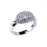 Sterling Silver Fancy Oval Shaped Covered with Micro Paved Clear Czs Ring