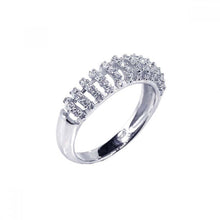 Load image into Gallery viewer, Sterling Silver Classy Cut-Out Stripe Design Inlaid with with Clear Czs Ring