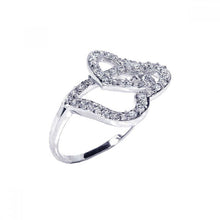 Load image into Gallery viewer, Sterling Silver Fancy Intertwined Hearts Design Inlaid with Clear Czs Ring