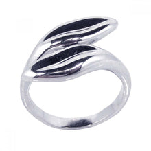 Load image into Gallery viewer, Sterling Silver Trendy Twin Leaves Design Band Ring