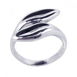 Sterling Silver Trendy Twin Leaves Design Band Ring