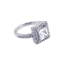 Load image into Gallery viewer, Sterling Silver Rhodium Plated Square Center Cluster CZ Ring