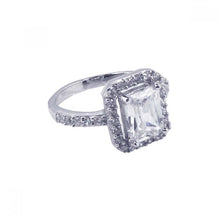 Load image into Gallery viewer, Sterling Silver Rhodium Plated Square Center Cluster CZ Ring