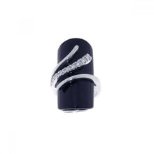 Load image into Gallery viewer, Sterling Silver Fashionable Wrap Around Ring Set with Clear Czs and Long Black Stone Design