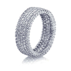 Sterling Silver Rhodium Plated Pave Set Clear CZ Eternity RingAnd Width 8mmAnd Thickness 1mm