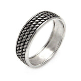 Sterling Silver Oxidized Rhodium Plated Band Ring with Three Rope Chain DesignAnd Band Width of 6.1MM