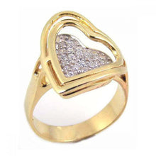 Load image into Gallery viewer, Sterling Silver Gold Plated Fancy Layered Heart Design Embedded with Micro Paved Czs Ring