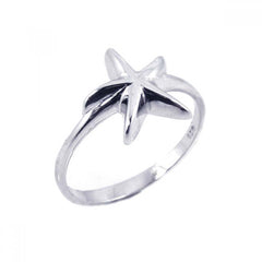 Sterling Silver Rhodium Plated Starfish RingAnd Width 12mm
