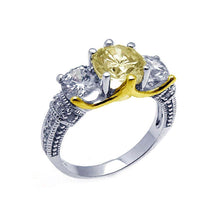 Load image into Gallery viewer, Sterling Silver Antique Style PastAnd PresentAnd Future Ring Set with Round Cut Clear Czs