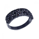 Sterling Silver Black Rhodium Plated Classic Pave Set Ring Inlaid with Multi Color Cz  Stones