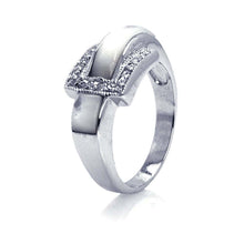 Load image into Gallery viewer, Sterling Silver Chic Pearl Belt Buckle Style Ring Embedded with Clear Cz Stones