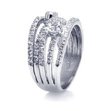 Load image into Gallery viewer, Sterling Silver Stylish 5 Row Ring Inlaid with Solid Clear Cz Stones