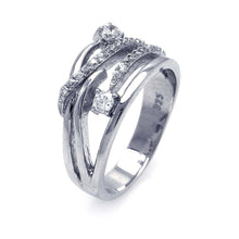 Load image into Gallery viewer, Sterling Silver Modern 5 Row Intertwined Style Ring  Set with Clear Czs