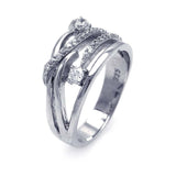 Sterling Silver Modern 5 Row Intertwined Style Ring  Set with Clear Czs