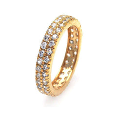 Sterling Silver Nickel Free Gold Plated Eternity Ring With CZ StonesAnd Width 2mmAnd Dimensions 5mm