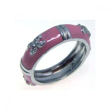 Load image into Gallery viewer, Sterling Silver Trendy Pink Enamel Band With Embowed X Design Covered With Fine Clear Cz Stones