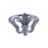 Sterling Silver Cz Embodied Classic Fleur De lis Ring