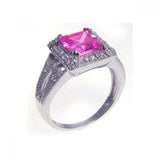 Sterling Silver Elegant Princess Cut Pink and Clear CZ Ring