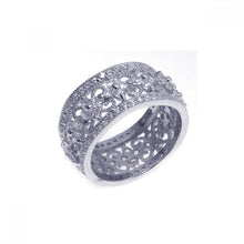 Load image into Gallery viewer, Sterling Silver Cz Elegant Ornate Flower Design Eternity Ring