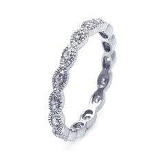 Sterling Silver Rhodium Plated Oval Shaped CZ Stackable Eternity RingAnd Width 3mmAnd Dimensions 1mm
